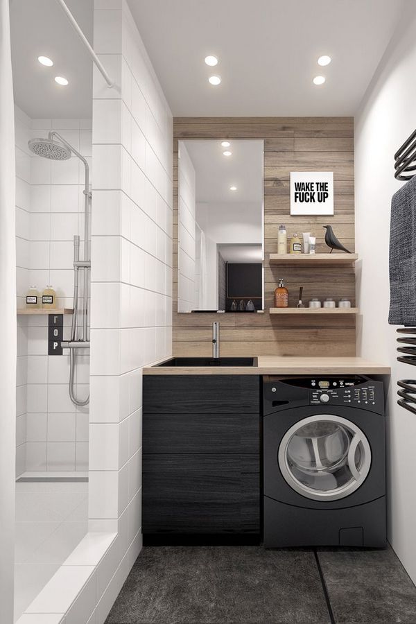 Интересный дизайн ванной со стиральной машиной: советы дизайнеров