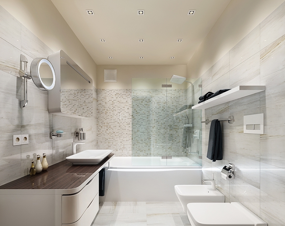 Простой дизайн ванной комнаты в серых тонах, фото | Интернет-магазин Купатика