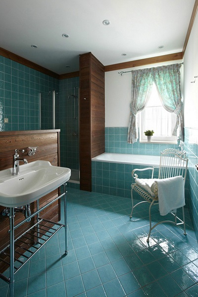 классическая зеленая ванная комната