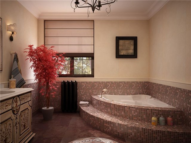 Подиум в ванной комнате как современное оформление большой ванны